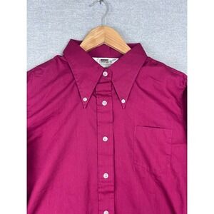Vintage Montgomery Ward Berry Red Button Down Shirt Long Sleeve Mens Size 40